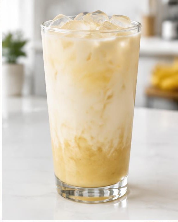 Illustration of Banana Latte in a glass or cup