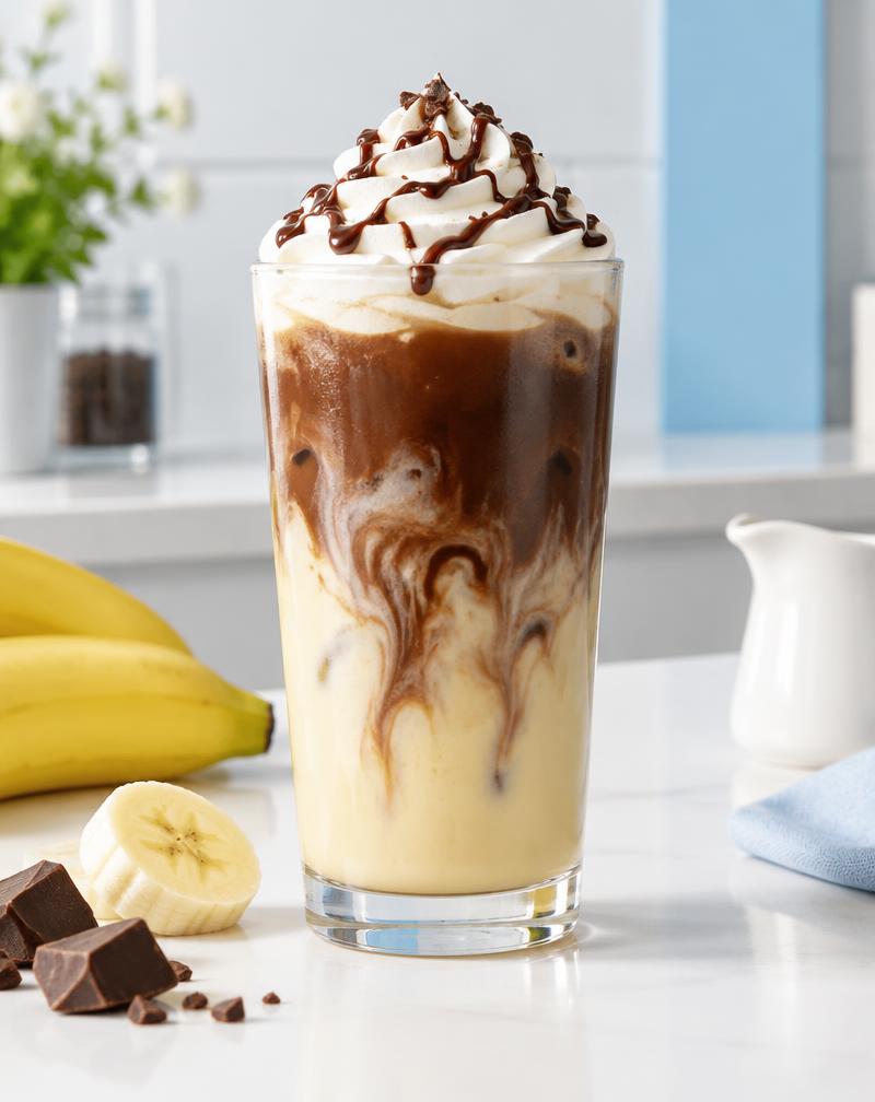 Illustration of Chocolate Banana Latte in a glass or cup
