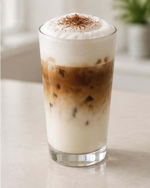 Illustration of Iced Cappuccino in a glass or cup