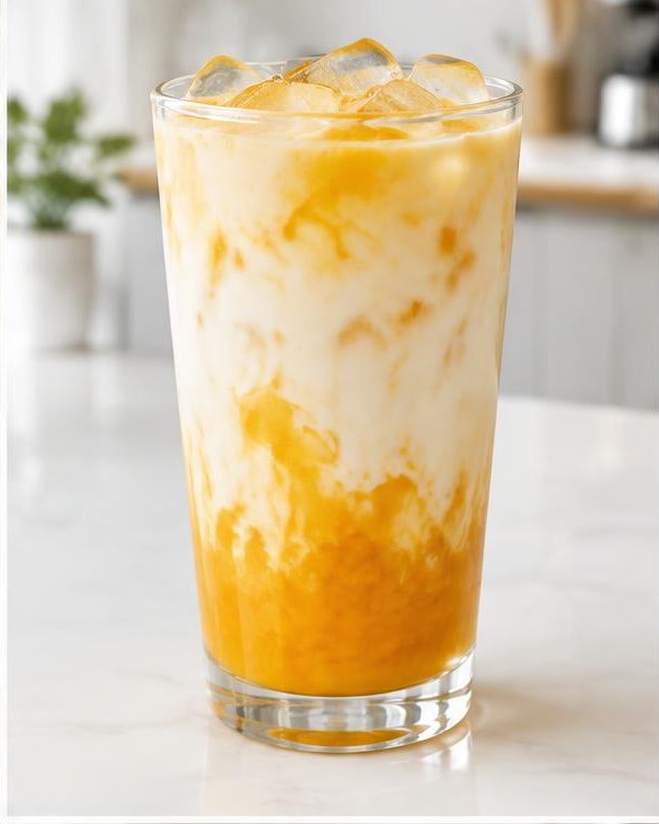 Illustration of Mango Latte in a glass or cup
