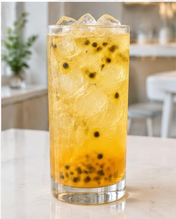 Illustration of Passion Fruit Ade in a glass or cup