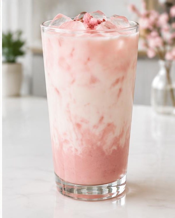 Illustration of Sakura Latte in a glass or cup