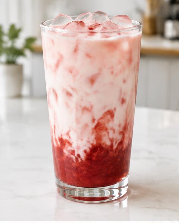 Illustration of Strawberry Latte in a glass or cup